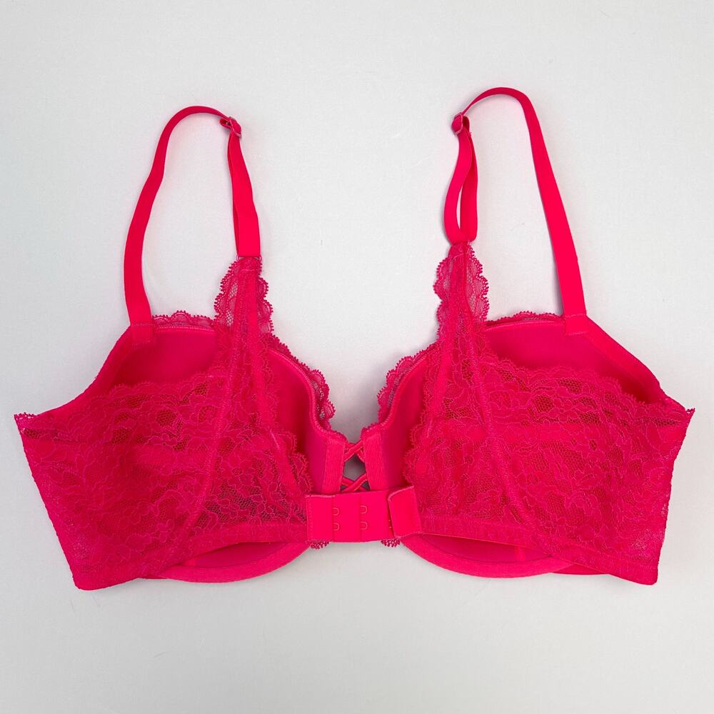 Victoria's Secret Red Lace Padded Corset Detail Very Sexy Balconette Bra 36D - Picture 3 of 9